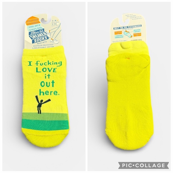 Blue Q Accessories - Blue Q Vibrant Yellow I F**king Love It Put Here Sneaker Socks